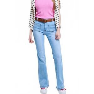 NEW Q2 skinny flare jeans with front pockets in blue